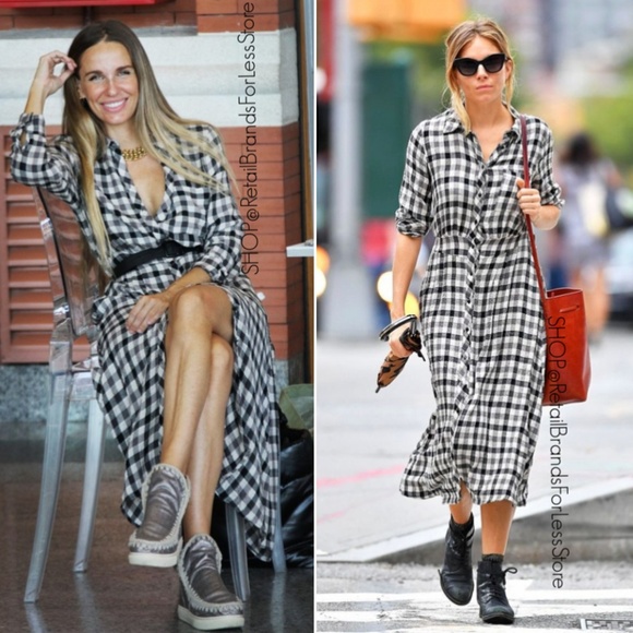 Zara Dresses & Skirts - ZARA FLANNEL BUTTON FRONT CHECKED SHIRT DRESS MAXI